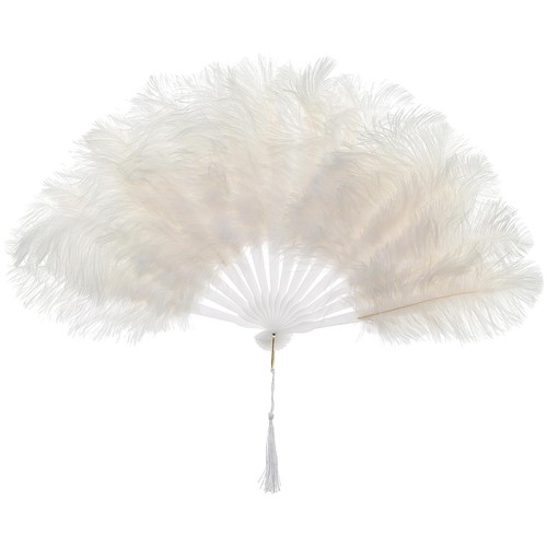 Vintage white ostrich feather - white,