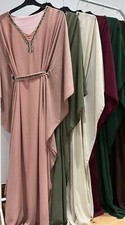Modest Embellished Kaftan Maxi Dress Abaya One Size for Women abaya with belt