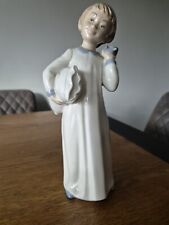 Nao By Lladro Off To Bed Young Boy with Alarm Clock and Pillow