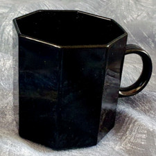 ARCOROC — OCTIME — BLACK GLASS —  220 ml — COFFEE CUP  —  1980s— RETRO — VINTAGE