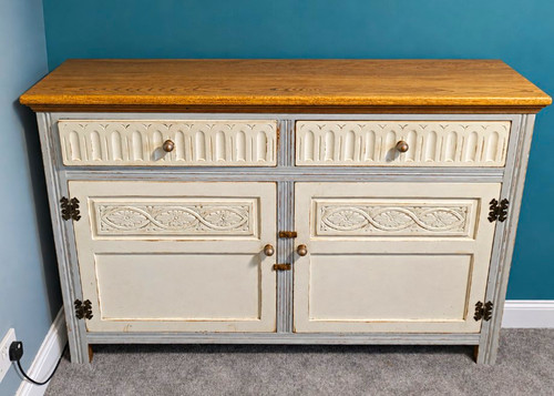 Painted wood sideboard - painted, white