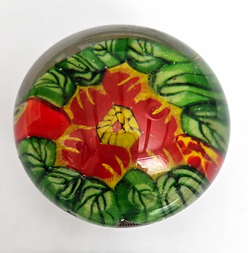 Vintage round art glass floral - vintage,