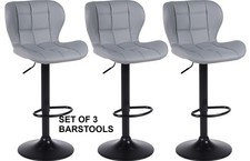 set of 3 Grey Bar Stools Faux