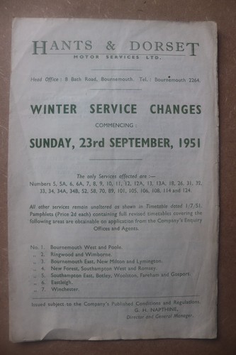 Hants dorset motor - hants, services