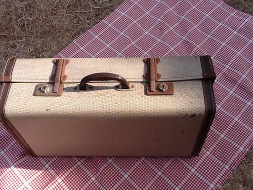 Vintage suitcase with tan - with,