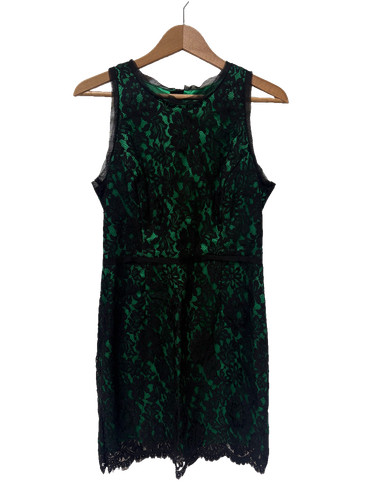 Milly black green lace overlay - black,