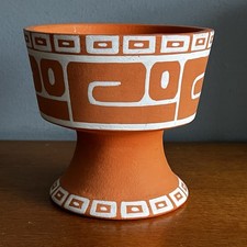 Vintage 1970s Terracotta Footed Plant Pot Signed Mexico Retro