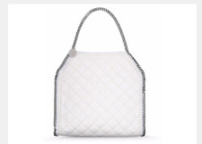 Stella McCartney Falabella White Tote Bag with Silver Strap 