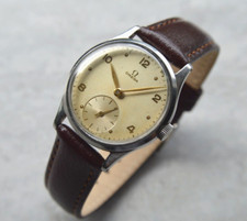1947 Omega Small Seconds Mechanical Rare Leather Watch Handwind Rare