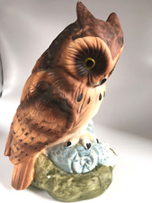 Vintage Hand Painted Porcelain OWL Bird Figurine, Statue 6" Tall