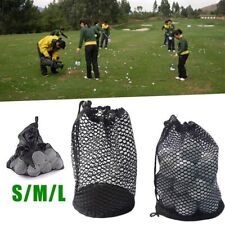 Black Nylon Mesh Net Bag Golf Tennis Carrying Drawstring Storage Pouch