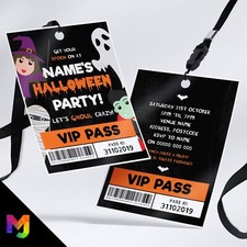 Personalised Halloween Style Vip Passes Lanyards Party Invitations Invites