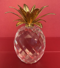 Swarovski Crystal Hammered Gold Leaves 4.5” Tall “Large” Pineapple 