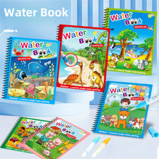 Childrens Water Painting Colouring Reusable Book 18.5cmx15cm with a Magic pen