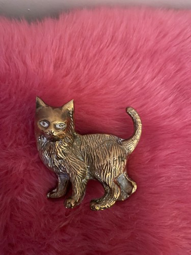 Vintage brass kitten - , figurine