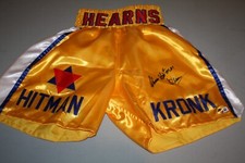 THOMAS HEARNS SIGNED Autographed Custom KRONK BOXING  TRUNKS 'HITMAN' BECKETT
