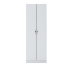2 Door Wardrobe White Hanging Rail with Metal Handles