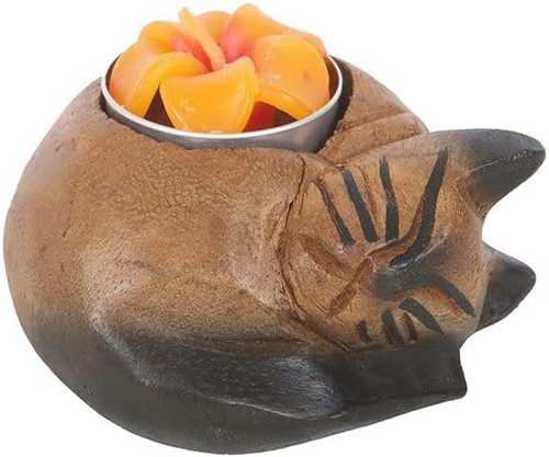 Curled cat tealight holder - tealight,