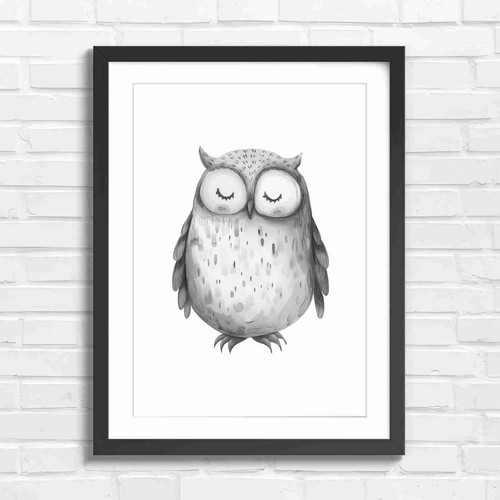 Sleepy owl with - sleepy, closed