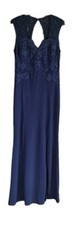 New NEXT Navy Lace Embroidered Sleeveless Party Prom Maxi Dress Size UK 12