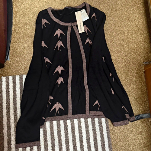 Roman black bird print - black,