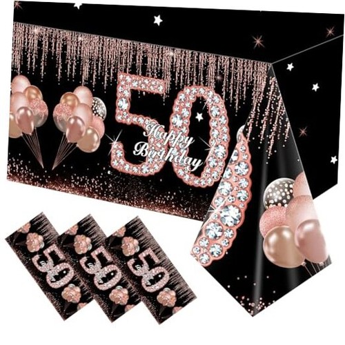 3pcs 50th birthday tablecloth - 50th,