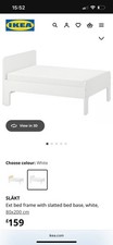 SLÄKTExt bed frame with slatted bed base, white, 80x200 cm