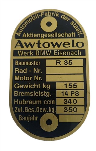 Bmw r35 nameplate - r35,
