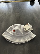 Retro Ellesse Reversible Bucket Hat White Orange Logo Festival Rave Holiday BNWT