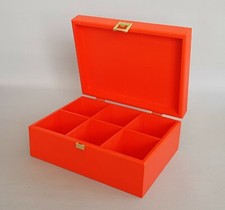 Wooden Box Tea Bag Organiser RED 6 Compartment Kitchen Storage Twinings