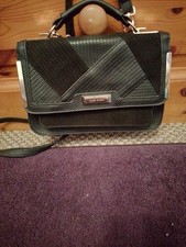 River Island Women's Small Handbag Black/Tan Faux Leather Shoulder Bag New