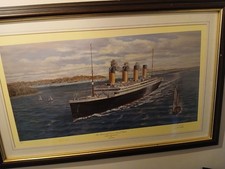 Titanic off Cowes . Isle of Wight  by Simon Fisher . Signed by  Milvina Dean