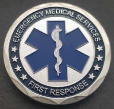 EMERGENCY MEDICAL SERVICES FIRST RESPONSE Challenge Coin With Coin Stand For Dis
