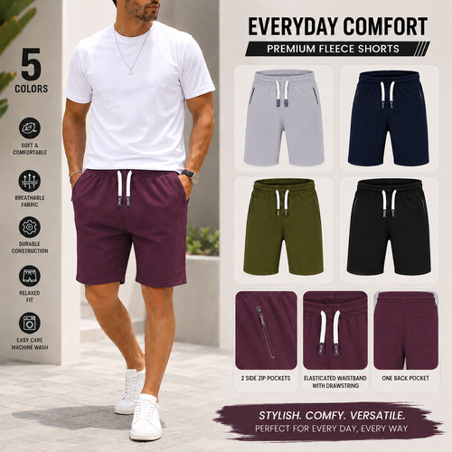 Mens plain fleece - mens, shorts