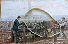 Vintage postcard painting of Central Cattle Market Islington London, posted 1910