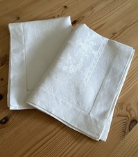 Pair Antique Linen Damask