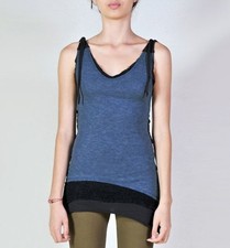 PSYLO Chica RMX RARE BLUE Sleeveless Top Vest Sz 1 UK 8 S £56 Alt Pixie Rave Psy