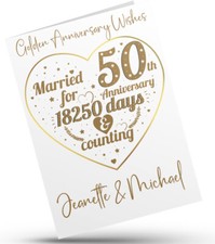 PERSONALISED 50th Golden WEDDING ANNIVERSARY CARDS, 50 Years