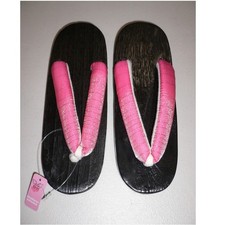 NEW PINK JAPANESE WOODEN GETA, KIMONO YUKATA SHOES  FLIP FLOPS 24cm/max UK5.5