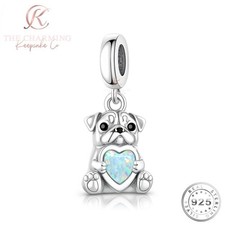 Pug Dog Charm Genuine 925