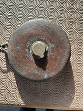 Chesterman Sheffield Tape Measure England 100Ft  Leather & Brass Vintage Rare  