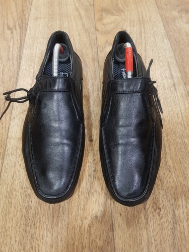 Men black leather slipon - black,