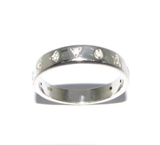 Unisex/Women's/Gent's silver & diamond wedding band ring size V