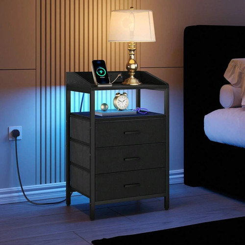 Drawer led bedside table - drawer,