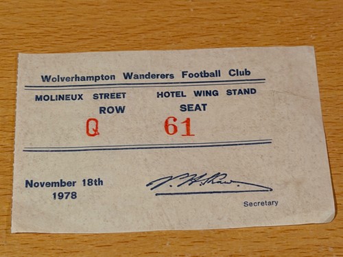 Ticket 1978 wolves - ticket, 1978/79