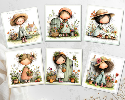 Spring gardening girls floral - gardening,