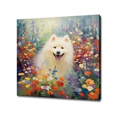 Cute White Samoyed Dog Puppy Canvas Print Pet Wall Art Picture Gift