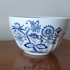 Vintage J & G Meakin Classic Blue Nordic Open Sugar Bowl 11.5cm wide Blue White