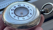 Superb Antique Swiss Sterling Silver Omega Half Hunter Pocket Watch (A821)