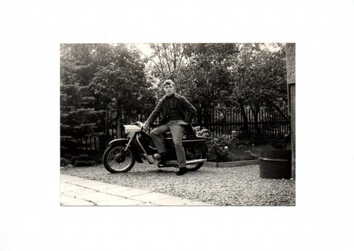 Old photo man motorcycle - old,